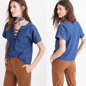 Madewell Denim Lace-Up Top